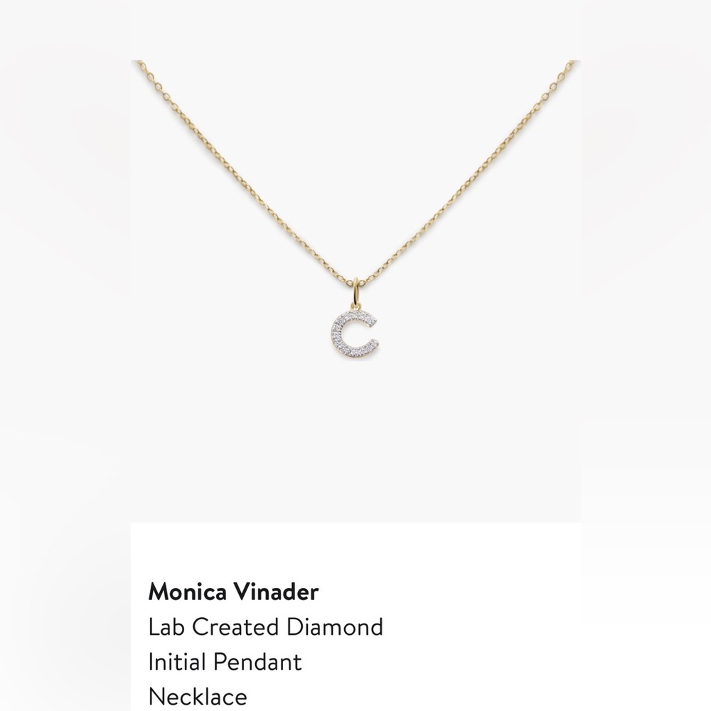 Monica Vinader 14k Gold Necklace with Lab Created Diamond Initial C Pendant